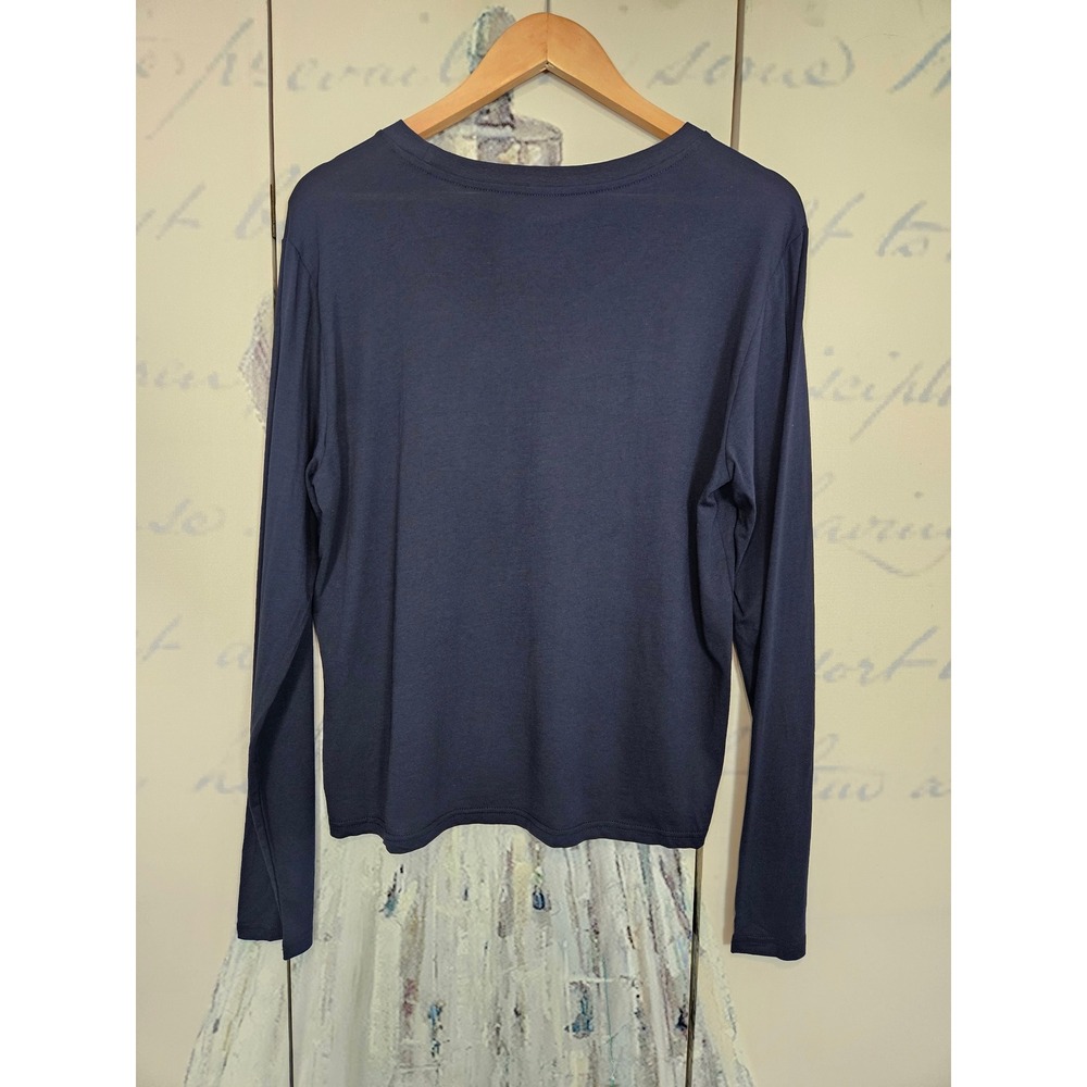 Quince Cotton Modal Relaxed Long Sleeve Tee Navy Blue Mens Medium - Picture 2 of 8